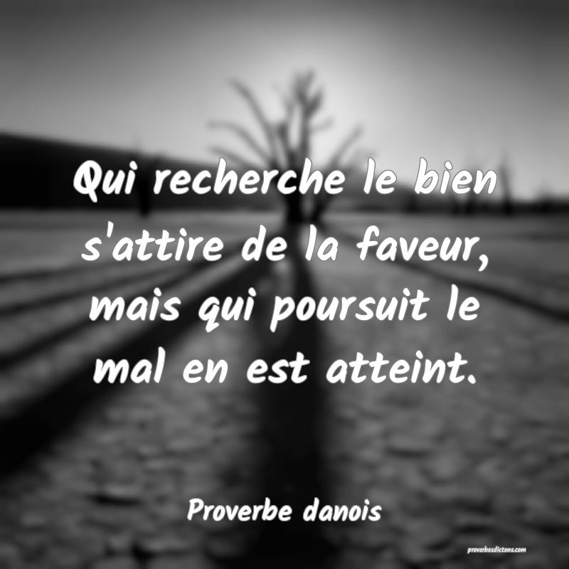 Qui recherche le bien s'attire de la faveur, mais qui poursuit le mal en est atteint.