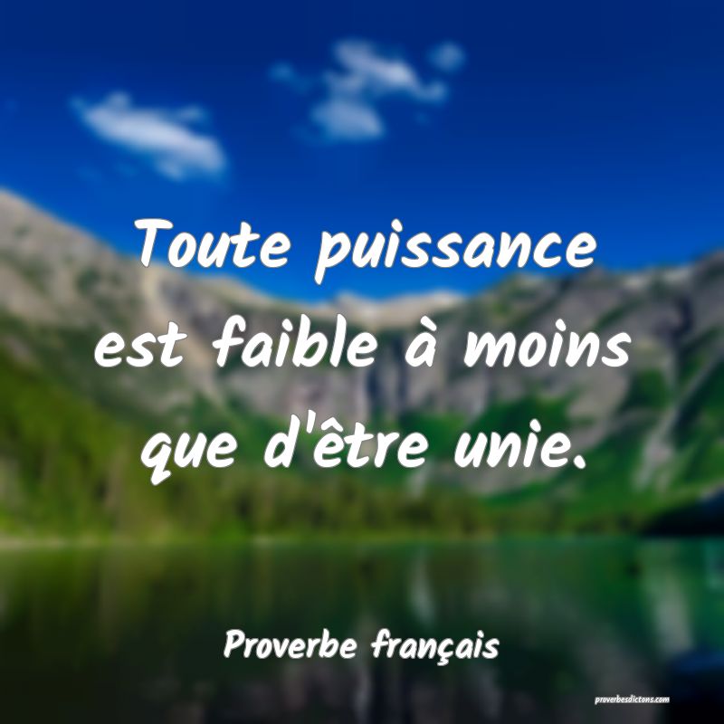 Toute puissance est faible à moins que d'être unie.