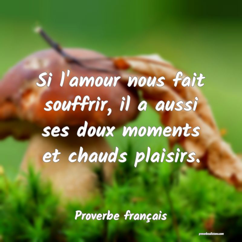 Si l'amour nous fait souffrir, il a aussi ses doux moments et chauds plaisirs.
