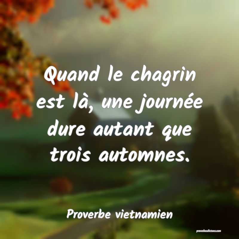 Quand le chagrin est là, une journée dure autant que trois automnes.