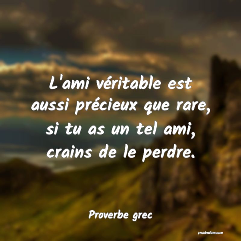 L'ami véritable est aussi précieux que rare, si tu as un tel ami, crains de le perdre.