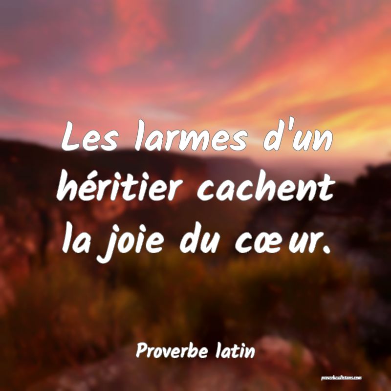 Les larmes d'un héritier cachent la joie du cœur.