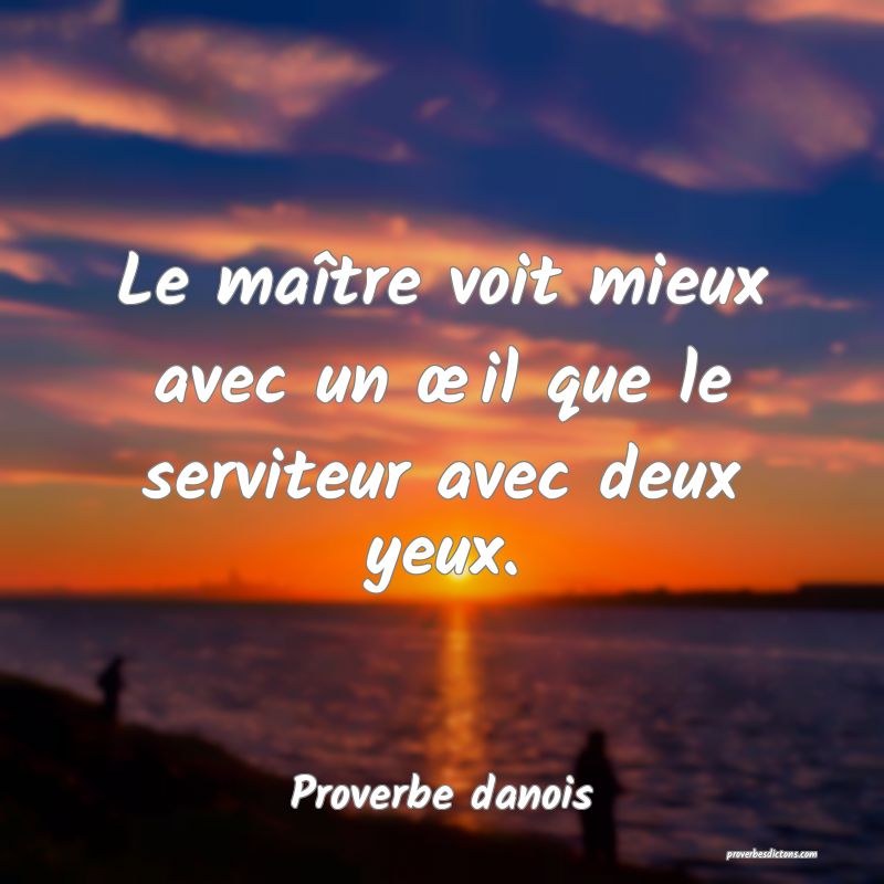Le maître voit mieux avec un œil que le serviteur avec deux yeux.