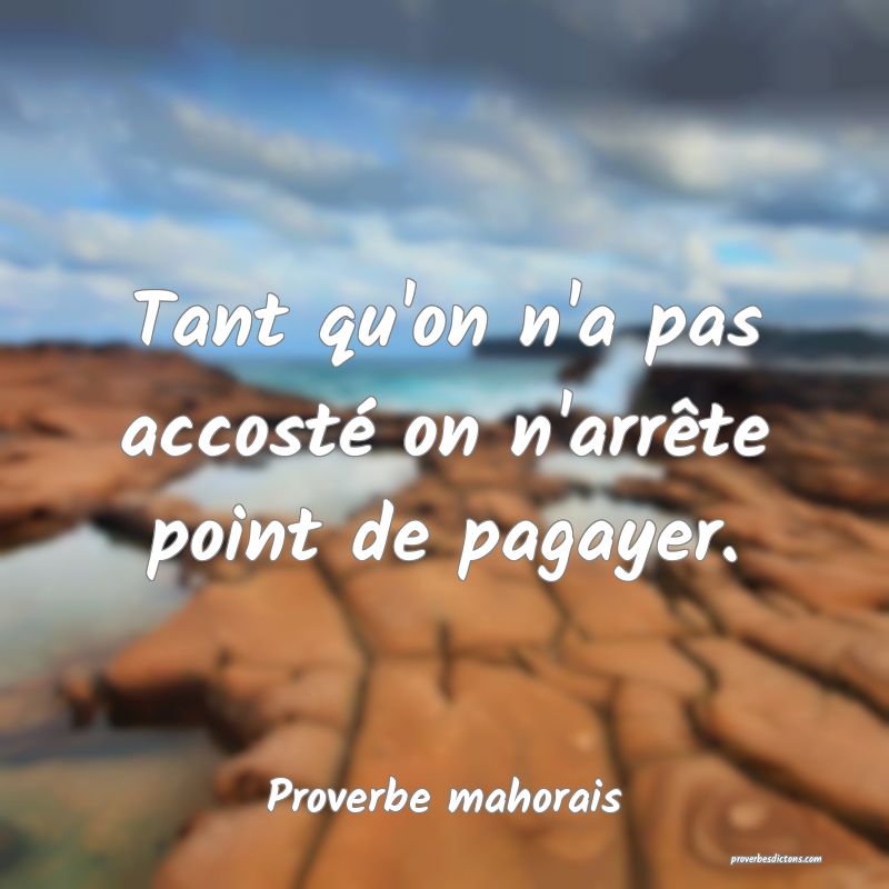 Tant qu'on n'a pas accosté on n'arrête point de pagayer.