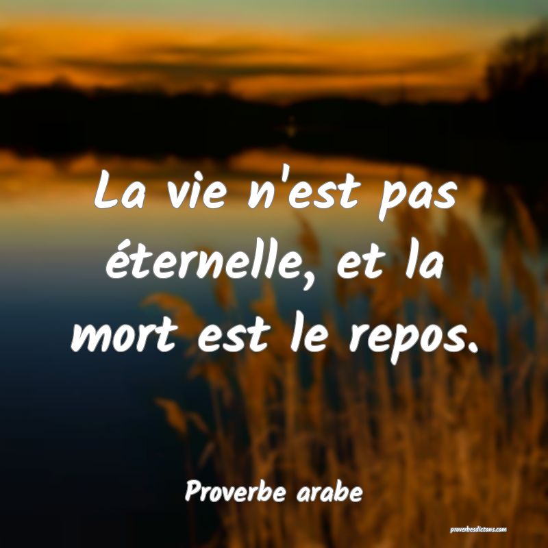 La vie n'est pas éternelle, et la mort est le repos.