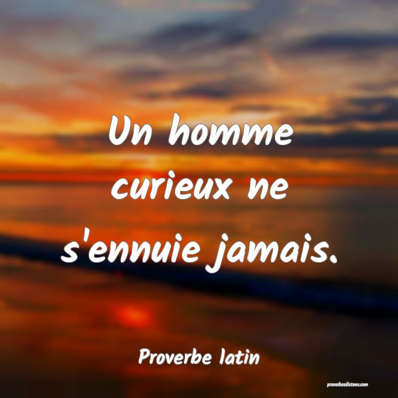 Un homme curieux ne s'ennuie jamais.