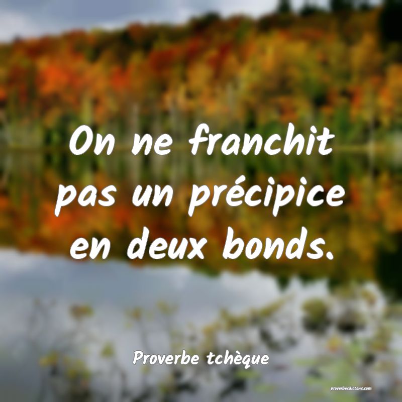 On ne franchit pas un précipice en deux bonds.