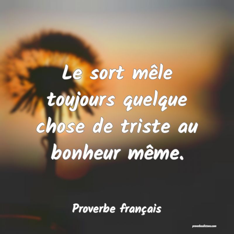 Le sort mêle toujours quelque chose de triste au bonheur même.