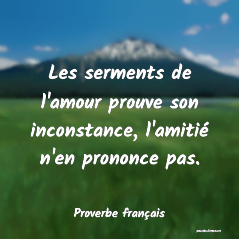 Les serments de l'amour prouve son inconstance, l'amitié n'en prononce pas.