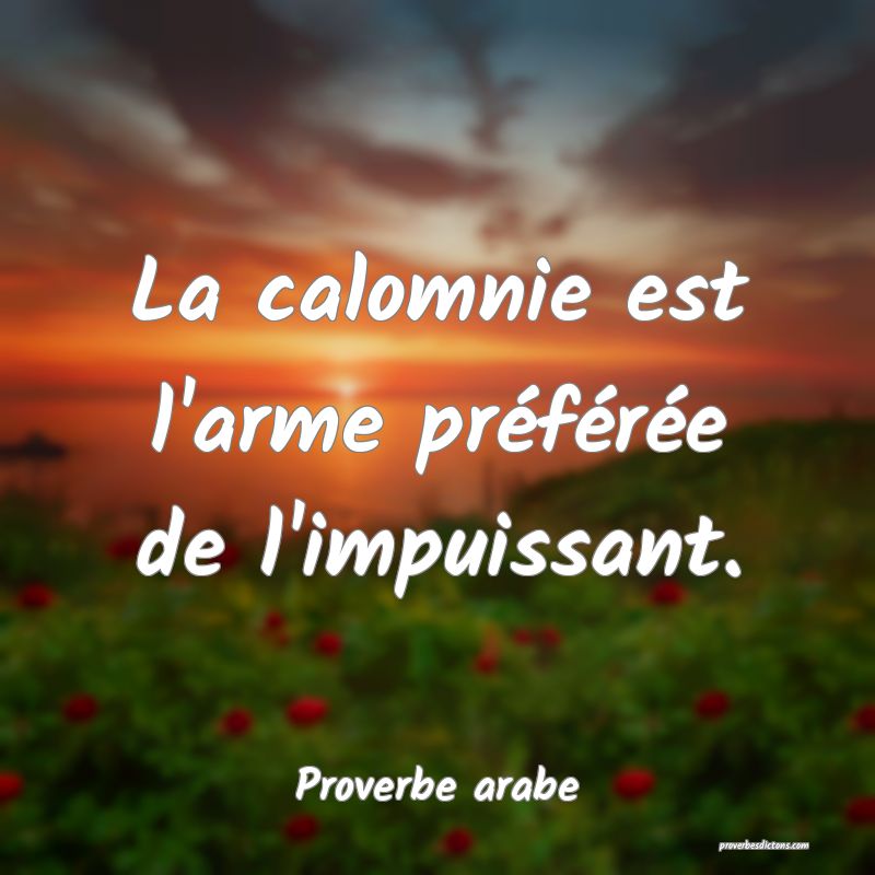 La calomnie est l'arme préférée de l'impuissant.