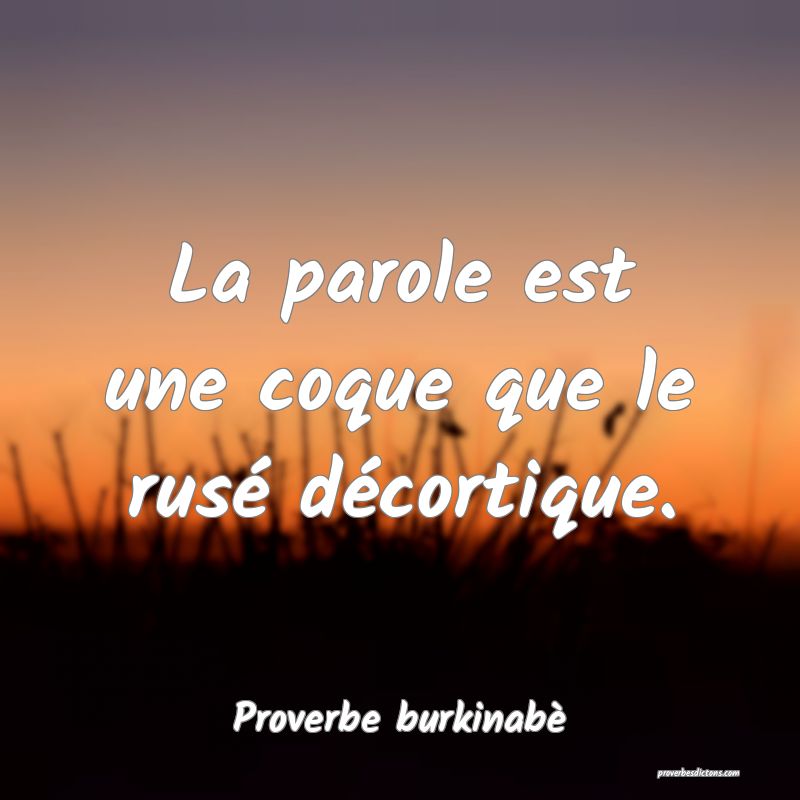 La parole est une coque que le rusé décortique.