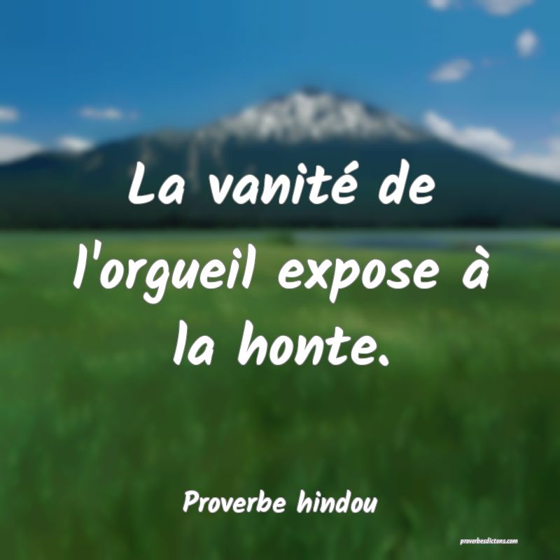 La vanité de l'orgueil expose à la honte.