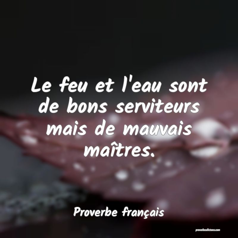 Le feu et l'eau sont de bons serviteurs mais de mauvais maîtres.