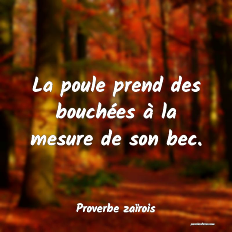 La poule prend des bouchées à la mesure de son bec.