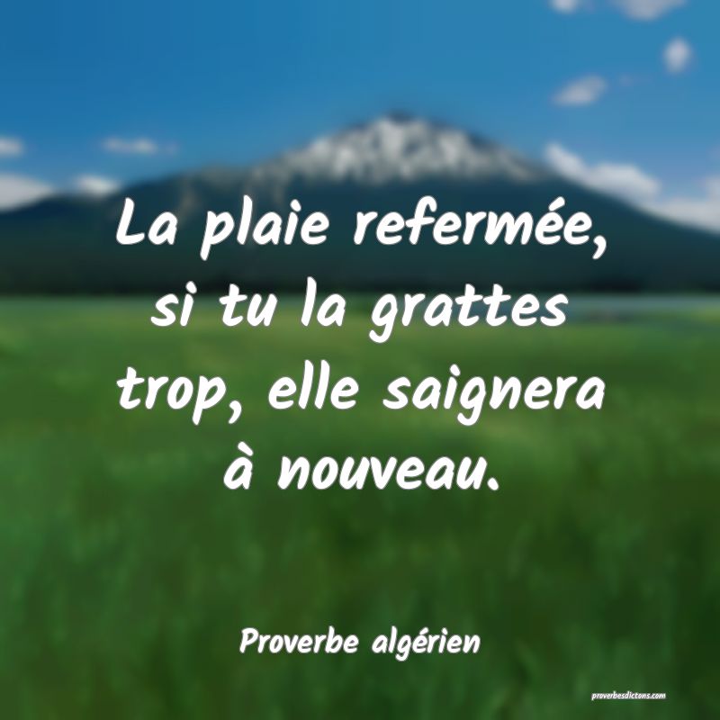 La plaie refermée, si tu la grattes trop, elle saignera à nouveau.