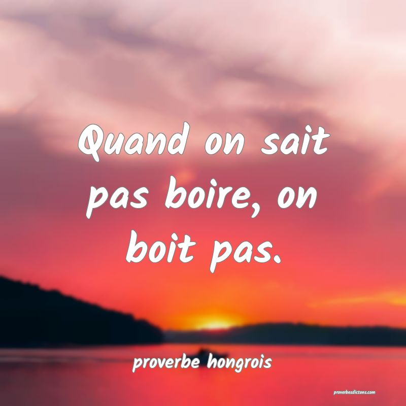  Quand on sait pas boire, on boit pas.