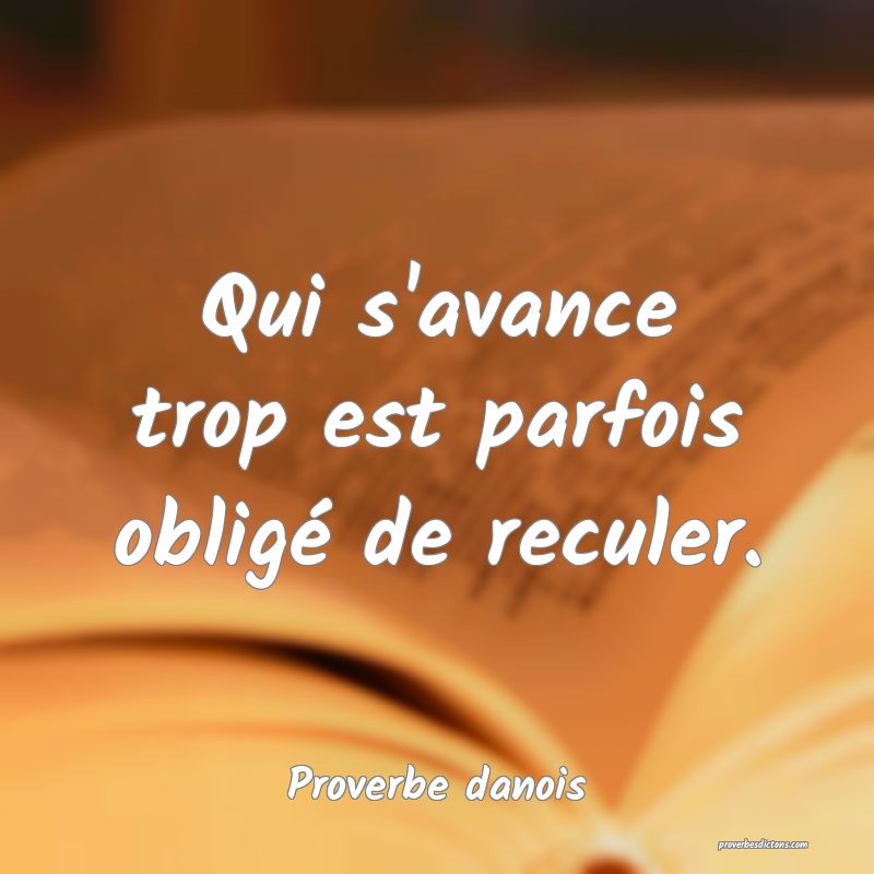 Qui s'avance trop est parfois obligé de reculer.