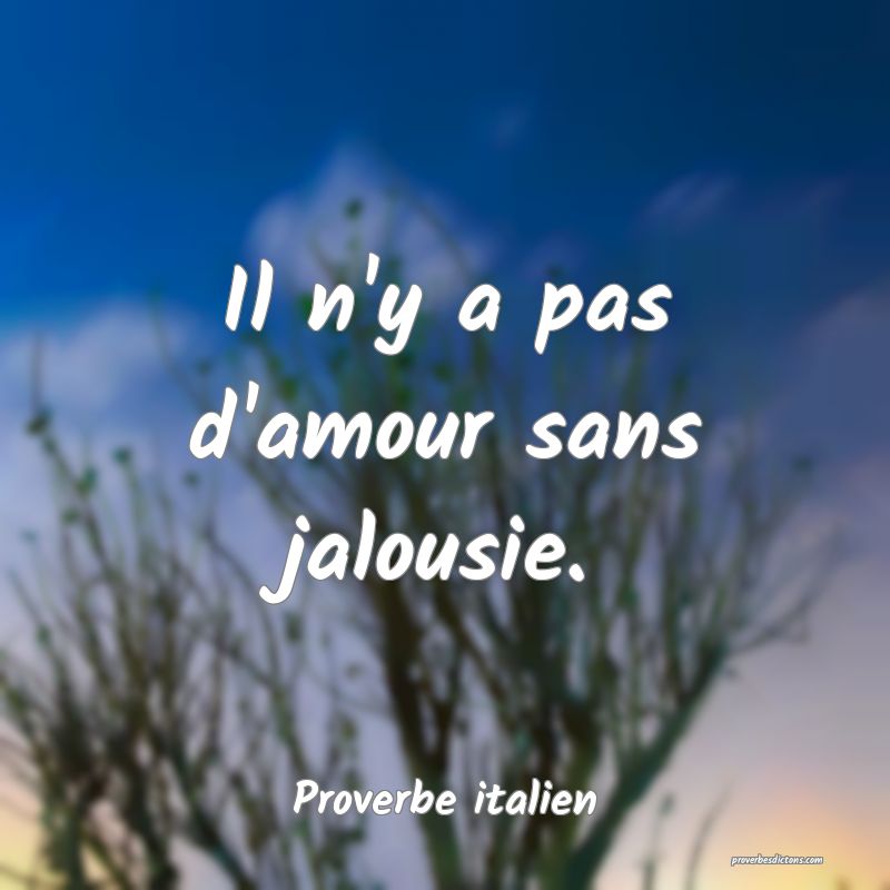 Il n'y a pas d'amour sans jalousie.