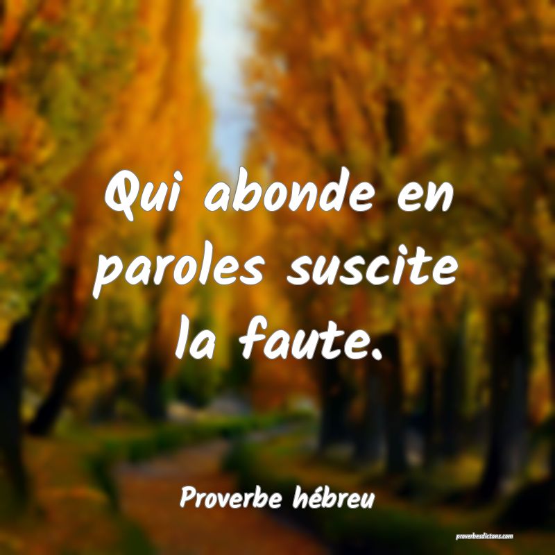 Qui abonde en paroles suscite la faute.