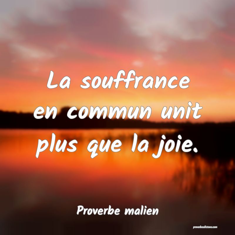 La souffrance en commun unit plus que la joie.