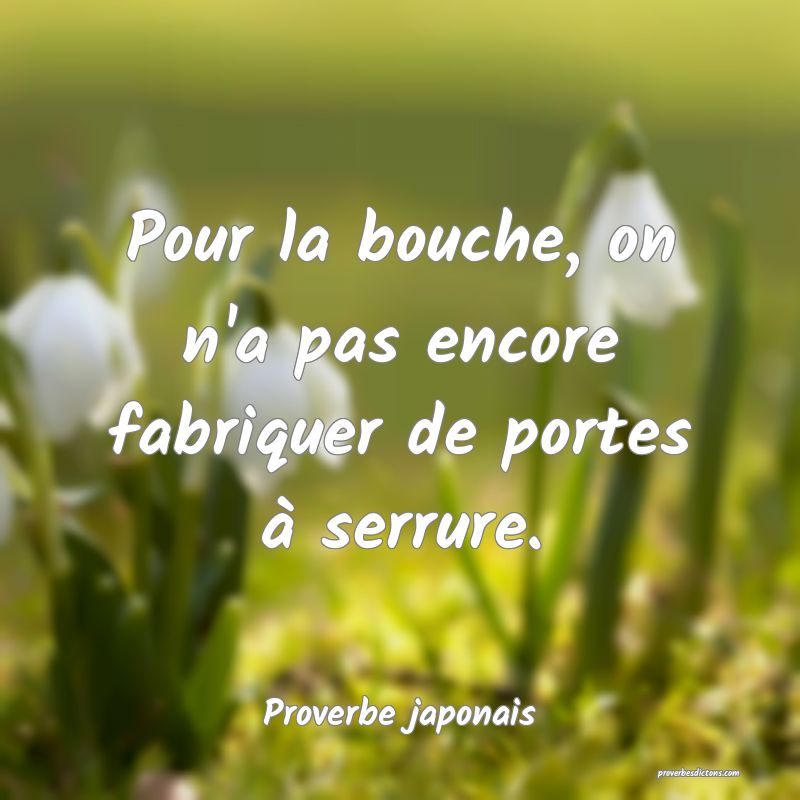 Pour la bouche, on n'a pas encore fabriquer de portes à serrure.