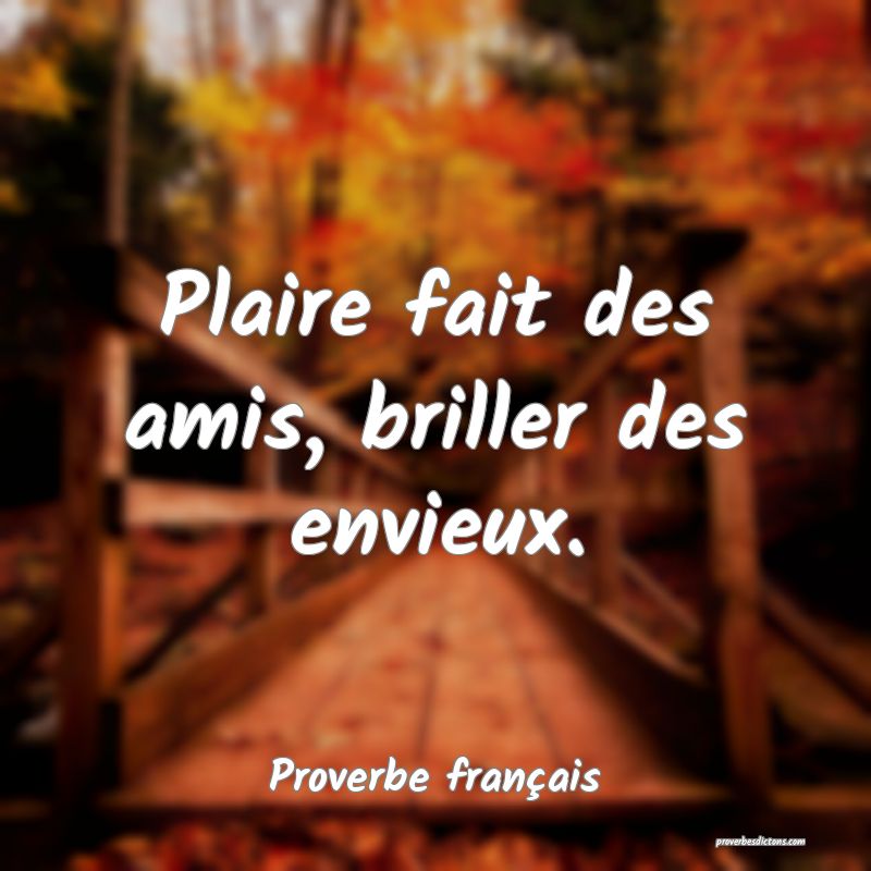 Plaire fait des amis, briller des envieux.