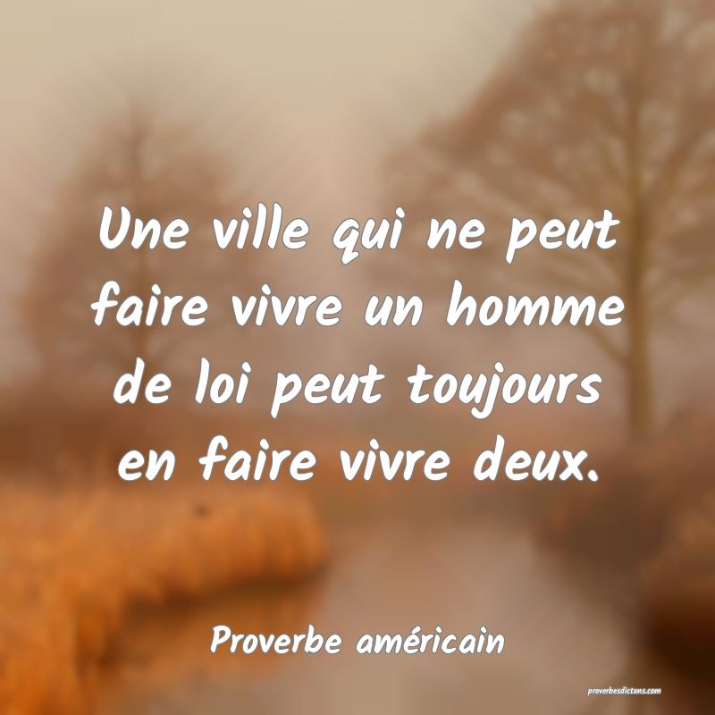 Une ville qui ne peut faire vivre un homme de loi peut toujours en faire vivre deux.