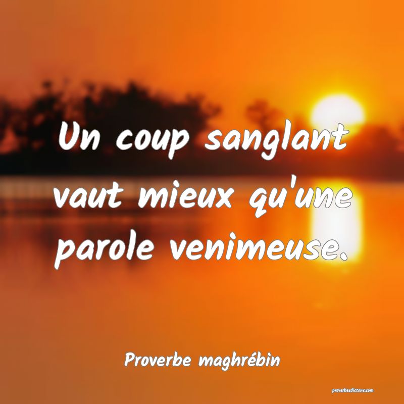 Un coup sanglant vaut mieux qu'une parole venimeuse.