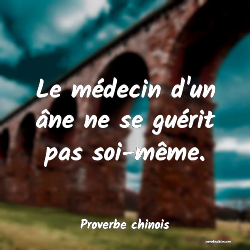 Le médecin d'un âne ne se guérit pas soi-même.