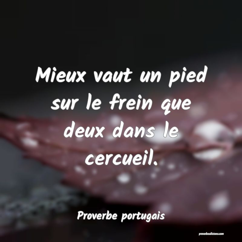 Mieux vaut un pied sur le frein que deux dans le cercueil.