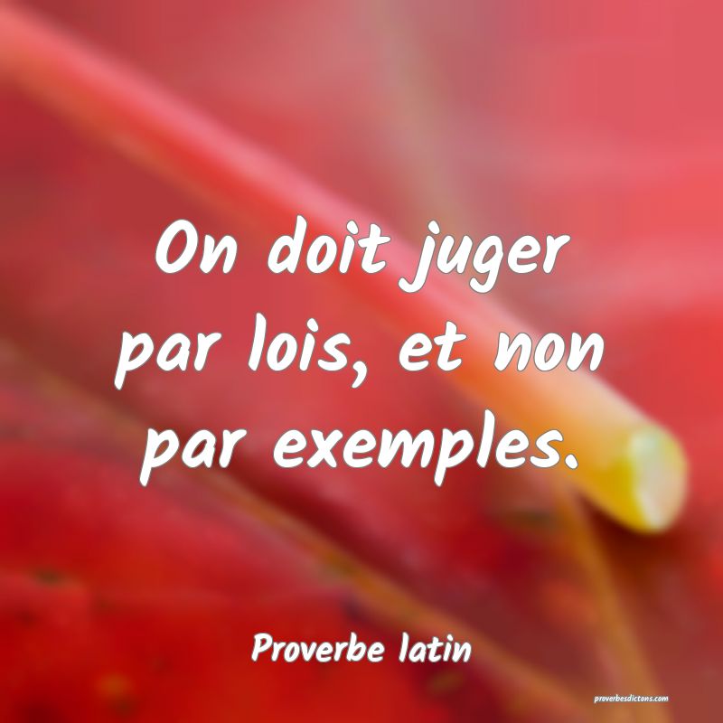On doit juger par lois, et non par exemples.