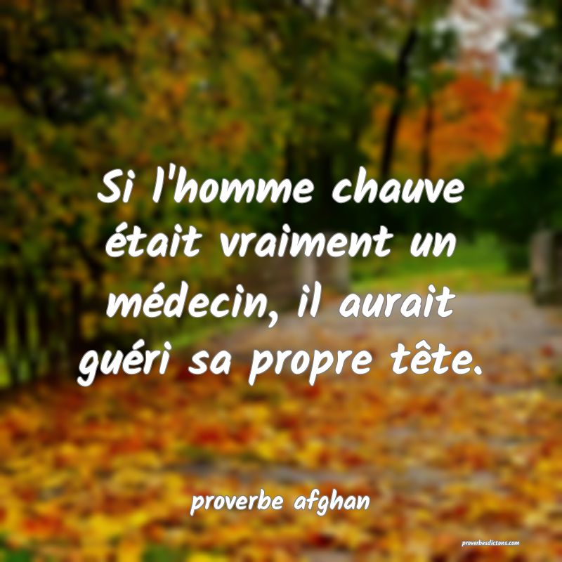 Si l'homme chauve était vraiment un médecin, il aurait guéri sa propre tête.