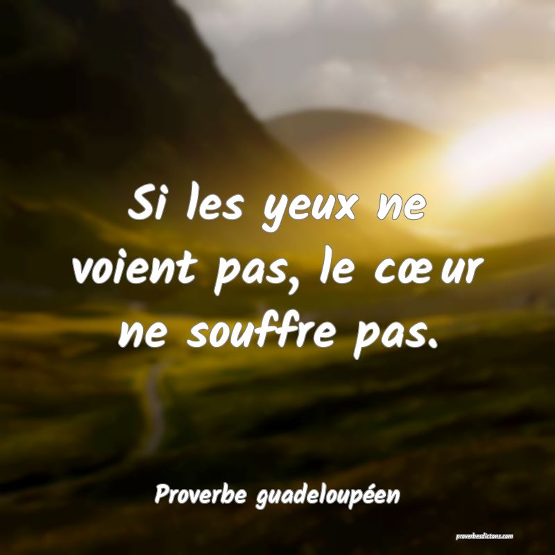 Si les yeux ne voient pas, le cœur ne souffre pas.