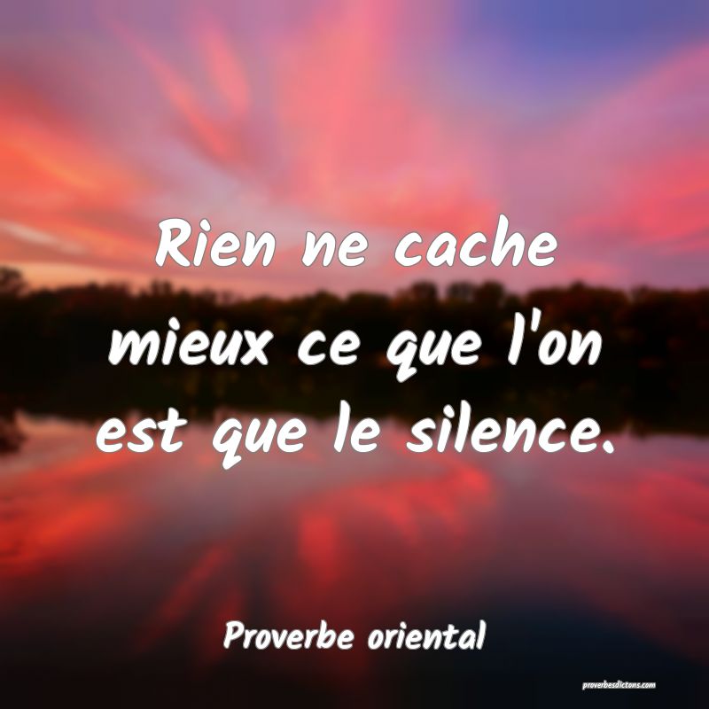 Rien ne cache mieux ce que l'on est que le silence.