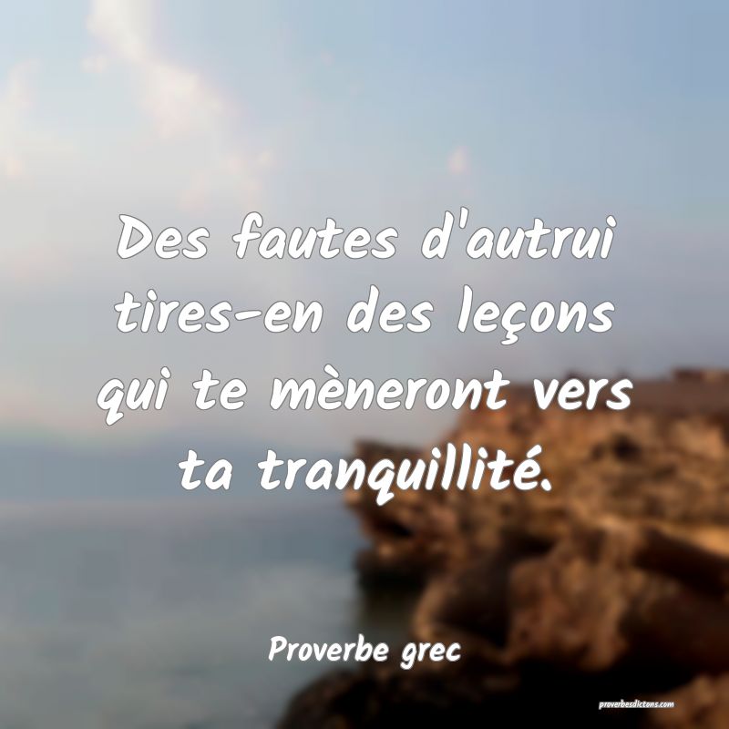 Des fautes d'autrui tires-en des leçons qui te mèneront vers ta tranquillité.