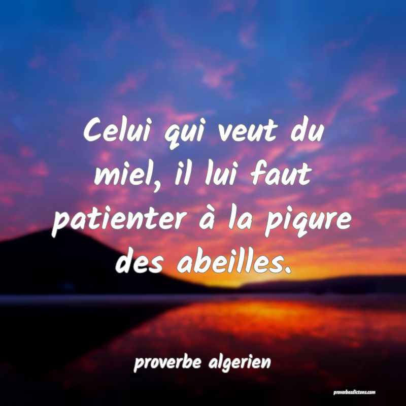  Celui qui veut du miel, il lui faut patienter à la piqure des abeilles.