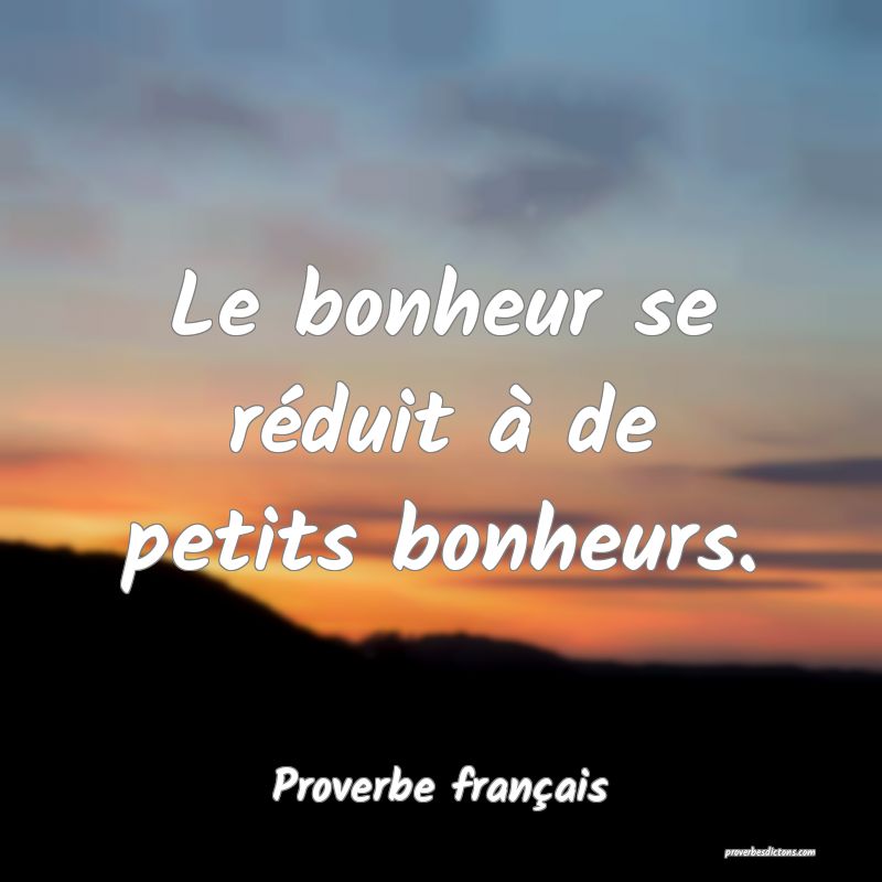 Le bonheur se réduit à de petits bonheurs.