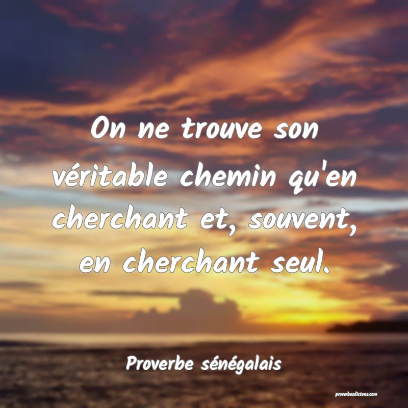 On ne trouve son véritable chemin qu'en cherchant et, souvent, en cherchant seul.