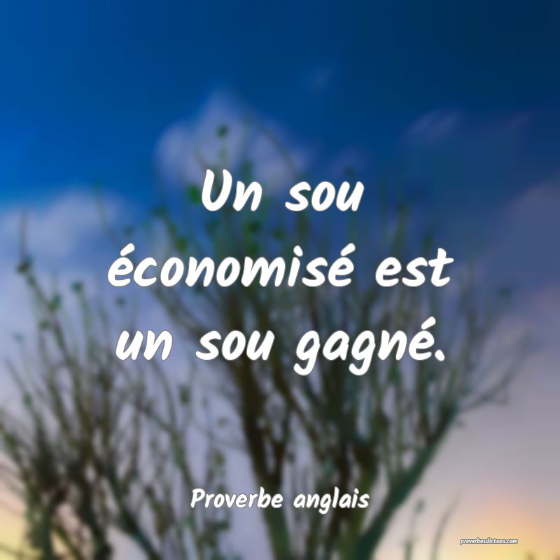 Un sou économisé est un sou gagné.