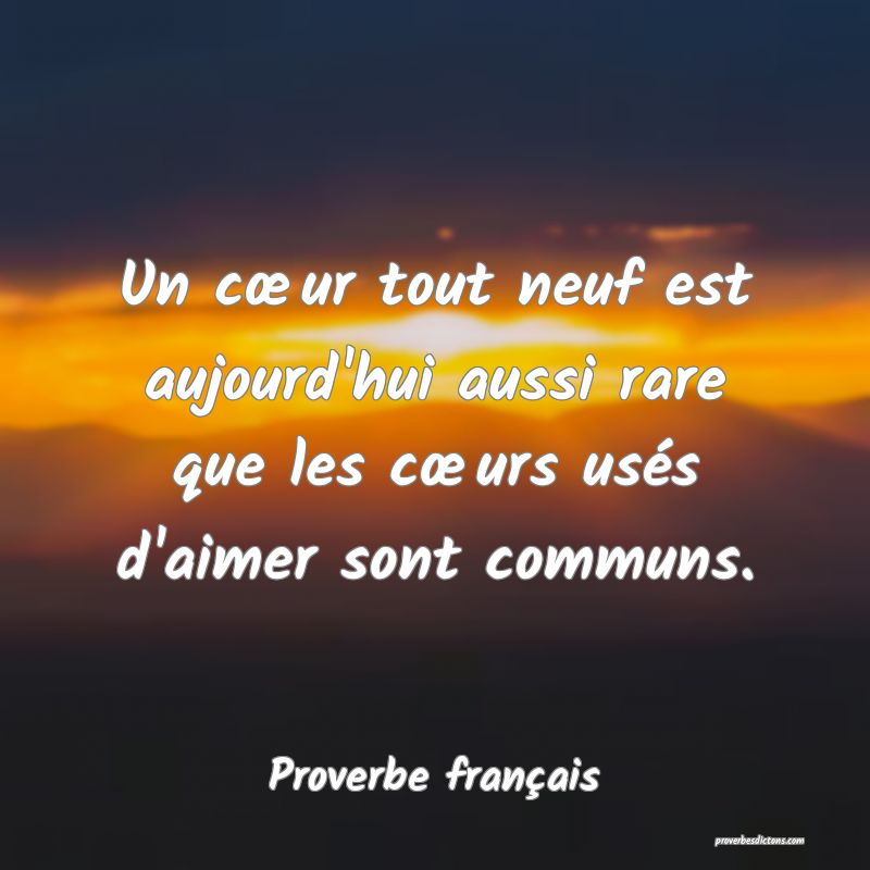 Un cœur tout neuf est aujourd'hui aussi rare que les cœurs usés d'aimer sont communs.