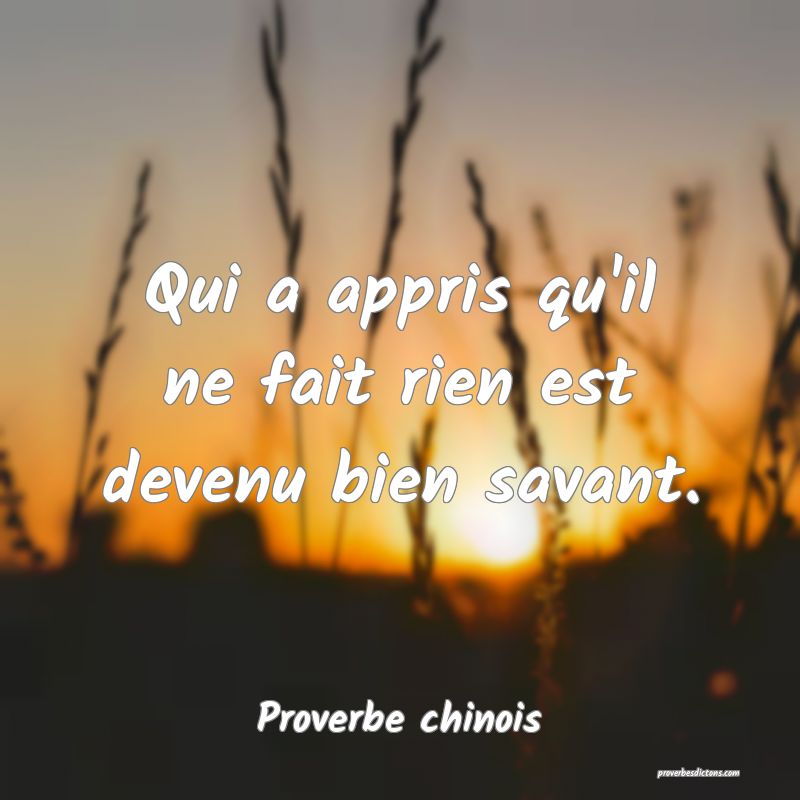 Qui a appris qu'il ne fait rien est devenu bien savant.