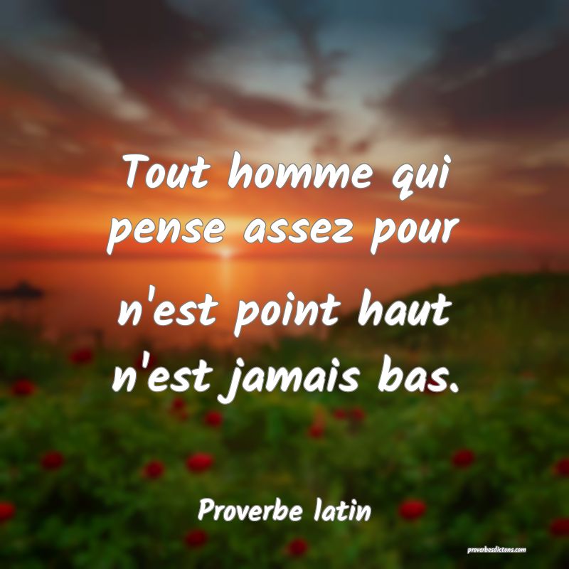 Tout homme qui pense assez pour n'est point haut n'est jamais bas.