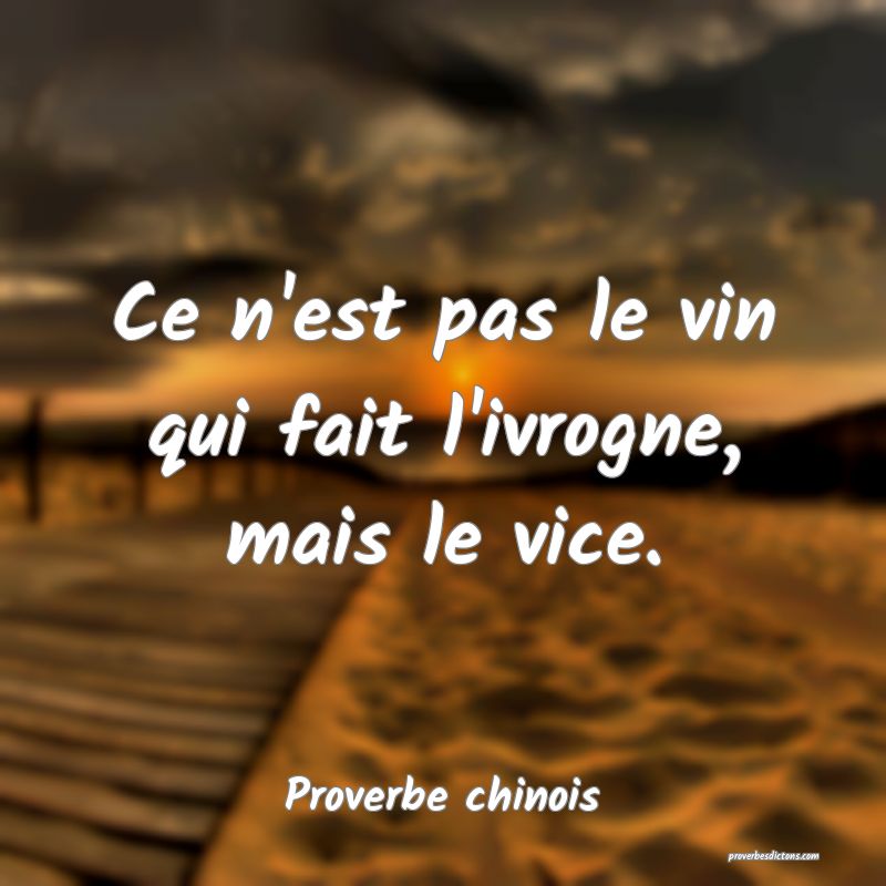 Ce n'est pas le vin qui fait l'ivrogne, mais le vice.