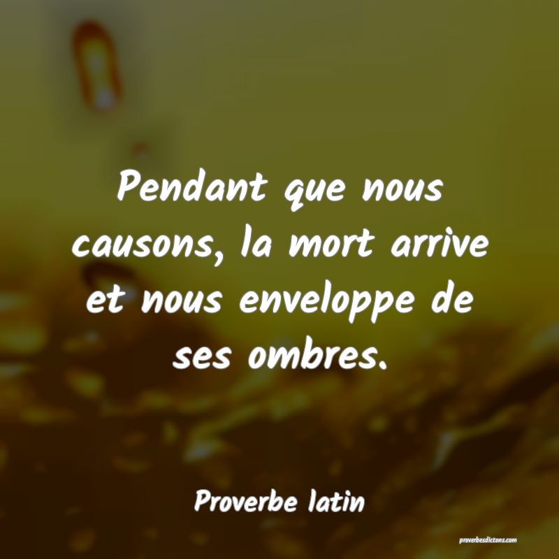 Pendant que nous causons, la mort arrive et nous enveloppe de ses ombres.