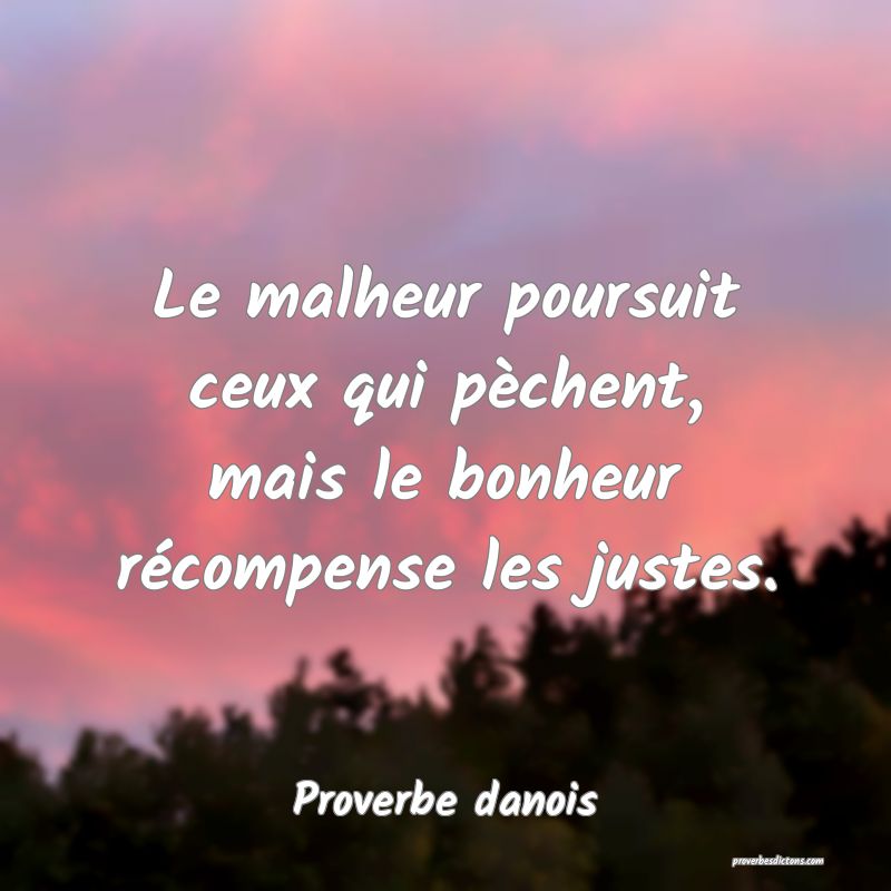 Le malheur poursuit ceux qui pèchent, mais le bonheur récompense les justes.