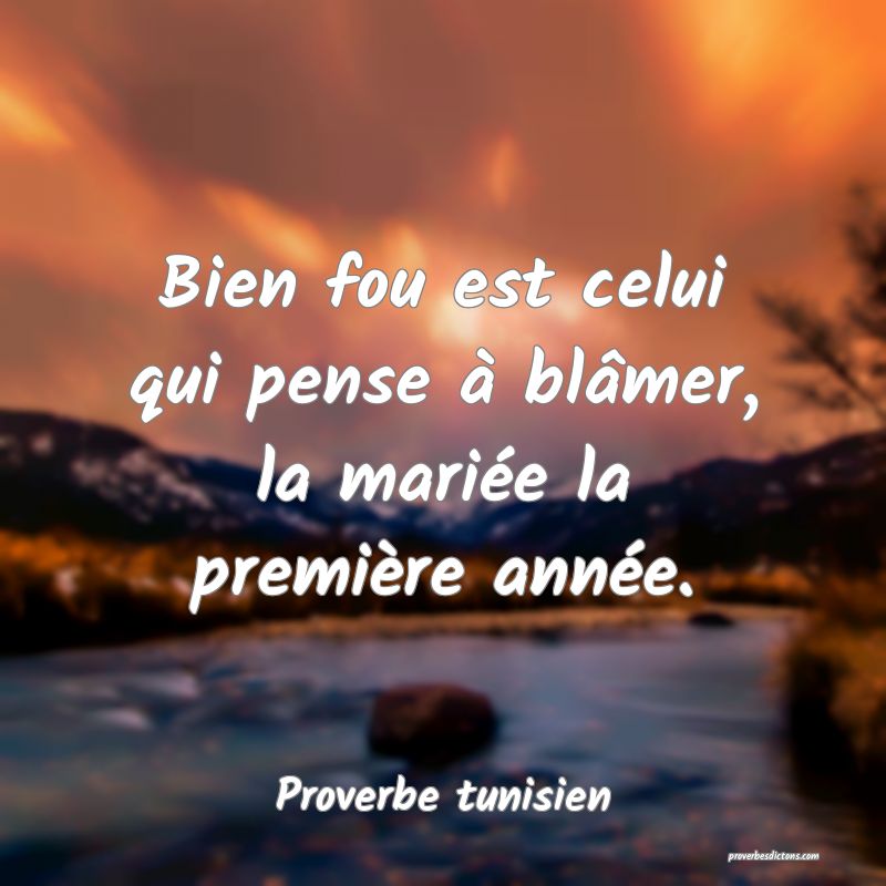 Bien fou est celui qui pense à blâmer, la mariée la première année.