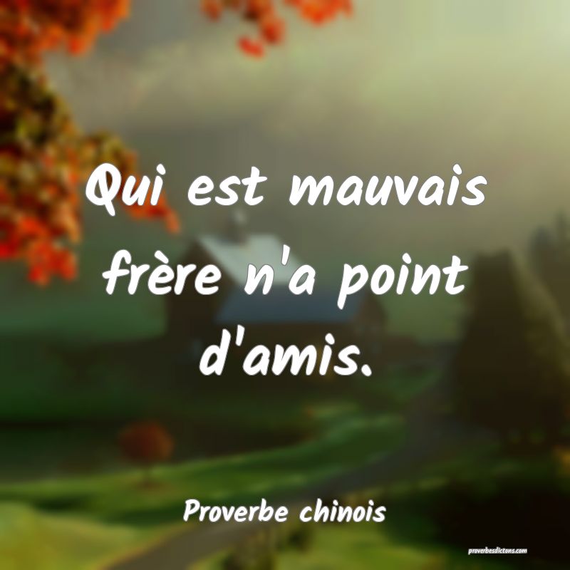 Qui est mauvais frère n'a point d'amis.