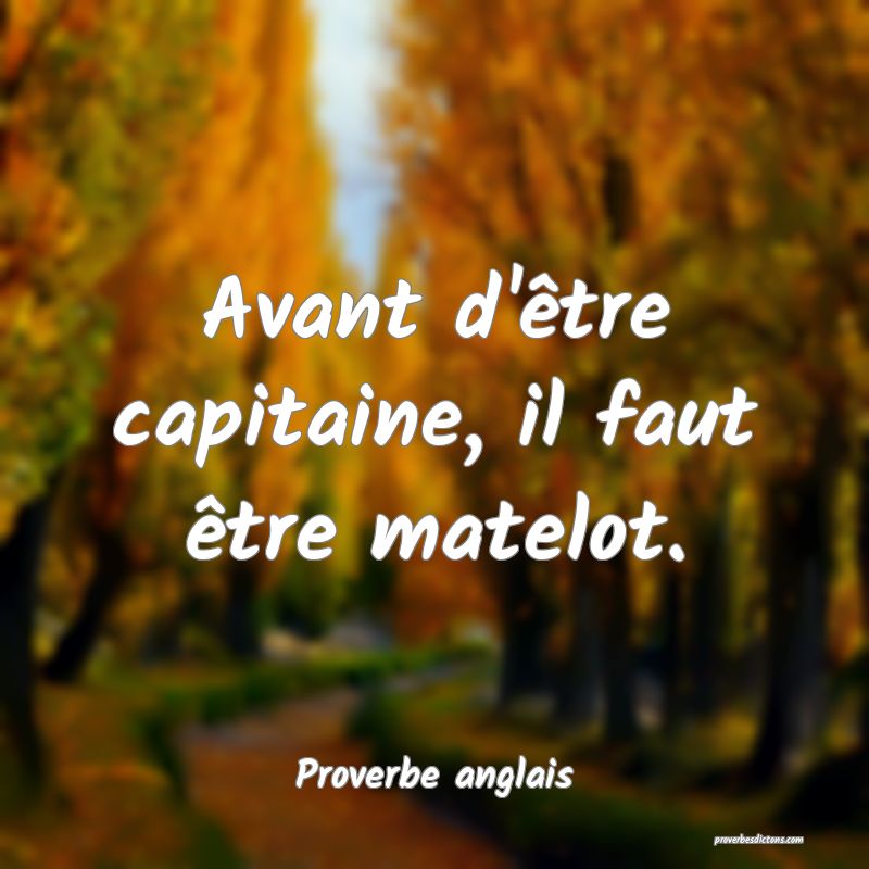  Avant d'être capitaine, il faut être matelot.