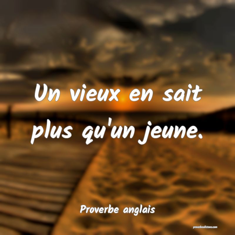 Un vieux en sait plus qu'un jeune.