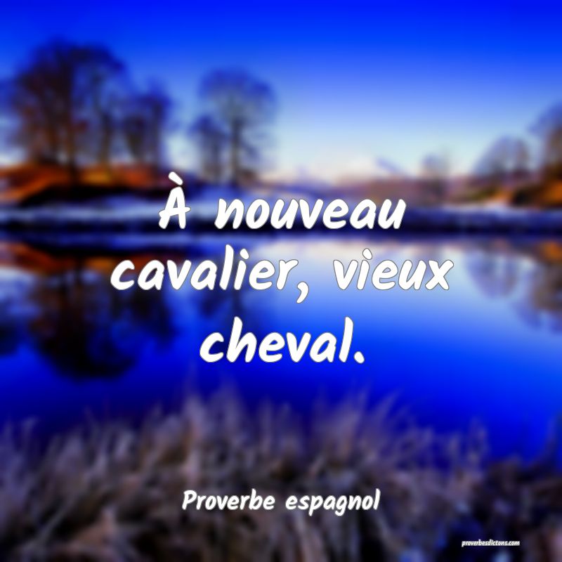 À nouveau cavalier, vieux cheval.